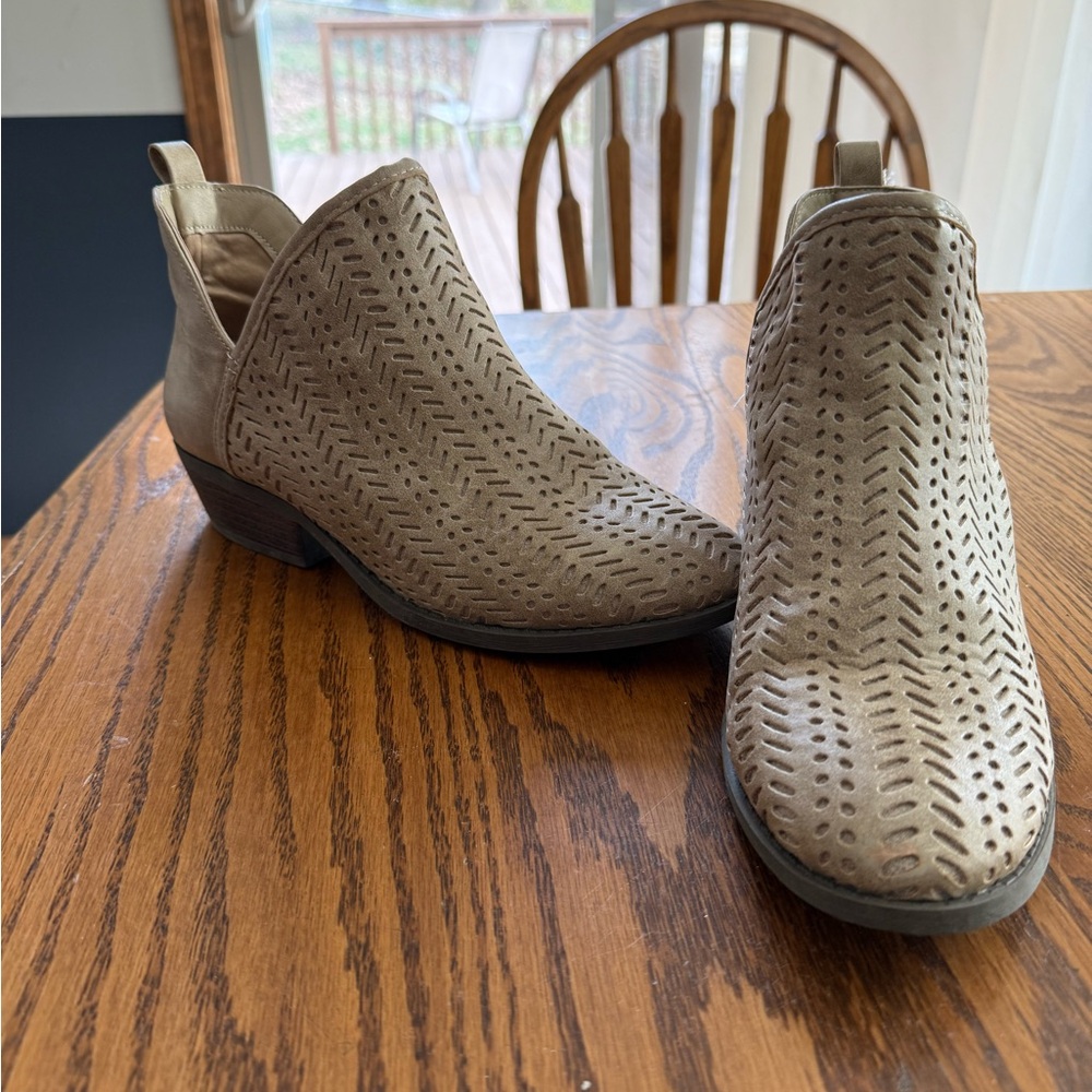 Serra Taupe Perforated Ankle Booties